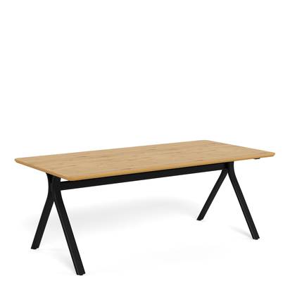 Winchester Dining Table in Wild Oak & Black Metal Base