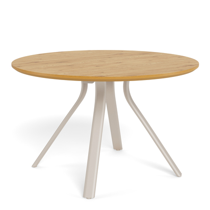 Winchester Round Dining Table in Wild Oak & Grey Metal Base
