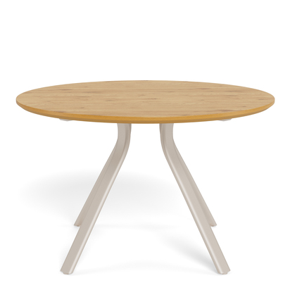 Winchester Round Dining Table in Wild Oak & Grey Metal Base