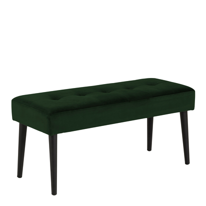 Harlow Bench in Forest Green Fabric & Black Metal Base