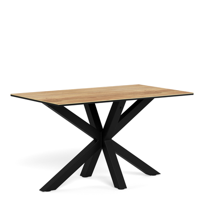 Sorrento Dining Table with Wild Oak Ceramic Glass Top in Black 135x80cm