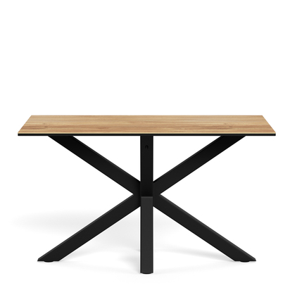 Sorrento Dining Table with Wild Oak Ceramic Glass Top in Black 135x80cm