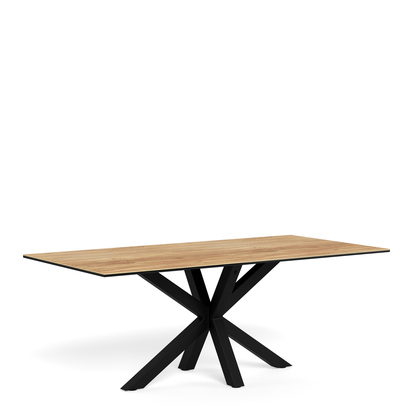 Sorrento Dining Table with Wild Oak Ceramic Glass Top in Black 200x100cm