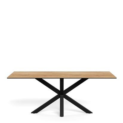 Sorrento Dining Table with Wild Oak Ceramic Glass Top in Black 200x100cm