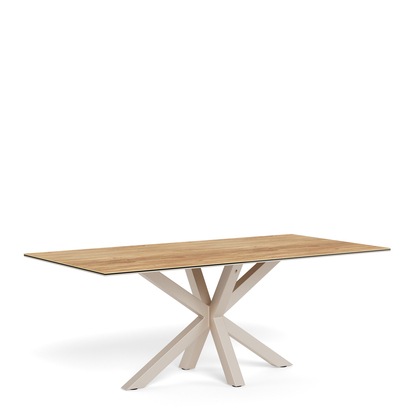 Sorrento Dining Table with Wild Oak Ceramic Glass Top in Grey 200x100cm