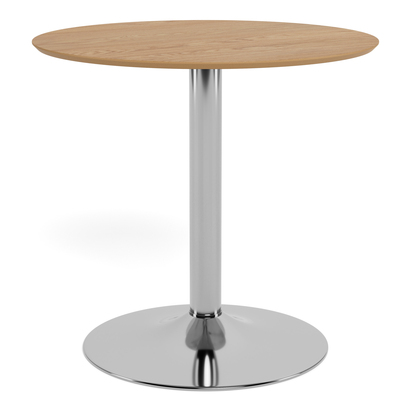 Camden 4 Round Café Table in Matt Oak with Chrome Base