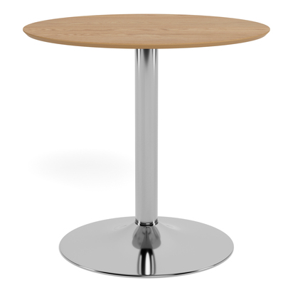 Camden 4 Round Café Table in Matt Oak with Chrome Base
