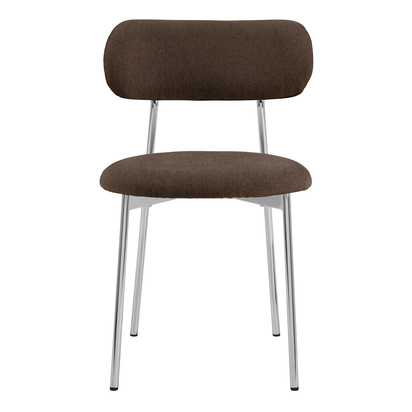 Eltham Dining Chair in Brown Fabric & Chrome Base (Set of 2)