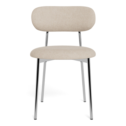 Eltham Dining Chair in Sand Fabric & Chrome Base (Set of 2)