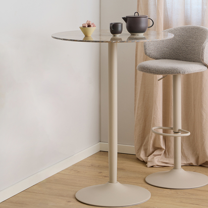 Oakwell 2 Round Bar Table in Brown Ceramic with Grey Base