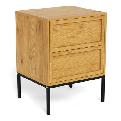 Windsor Bedside Table with 2 Drawers in Wild Oak