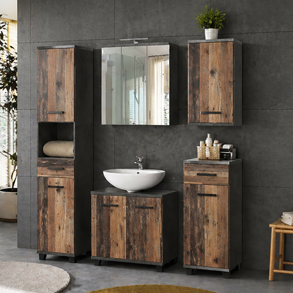 Juno 5 Piece Bathroom Set Walnut & Dark Grey