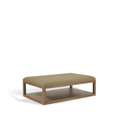 Glin Linen Ottoman - Wild Oats Wide Herringbone