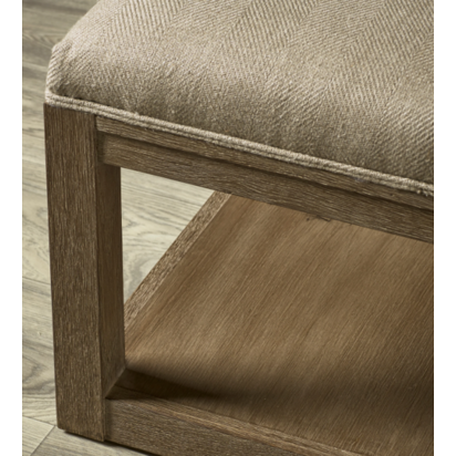 Glin Linen Ottoman - Wild Oats Wide Herringbone