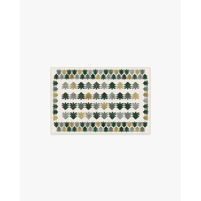 Festive Forest Green Flatwoven Rug - 60 x 90 cm - Rug + Cushioned Pad System