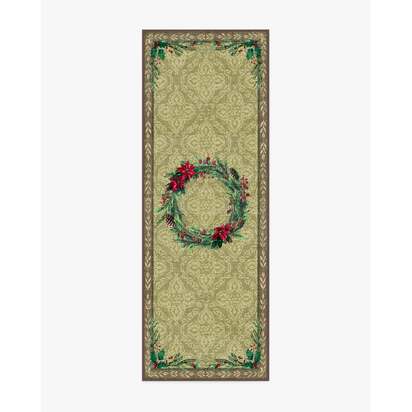 Botanical Wreath Gold & Green Flatwoven Rug - 75 x 215 cm - Rug + Pad System
