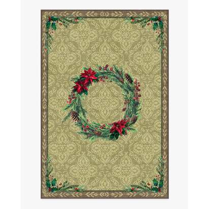 Botanical Wreath Gold & Green Flatwoven Rug - 185 x 275 cm - Rug + Pad System