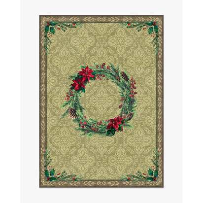 Botanical Wreath Gold & Green Flatwoven Rug - 150 x 215 cm - Rug + Cushioned Pad System