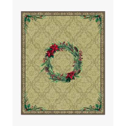 Botanical Wreath Gold & Green Flatwoven Rug - 245 x 305 cm - Rug + Cushioned Pad System