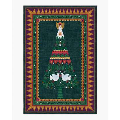 Giving Tree Green & Gold Flatwoven Rug - 200 x 290 cm - Rug + Pad System