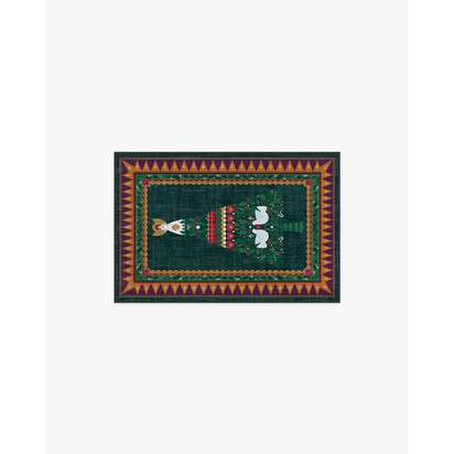 Giving Tree Green & Gold Flatwoven Rug - 60 x 90 cm - Rug + Cushioned Pad System
