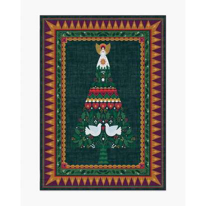 Giving Tree Green & Gold Flatwoven Rug - 150 x 215 cm - Rug + Cushioned Pad System