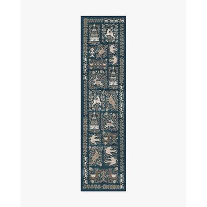 Merriweather Navy & Gold Flatwoven Rug - 75 x 365 cm - Rug + Pad System
