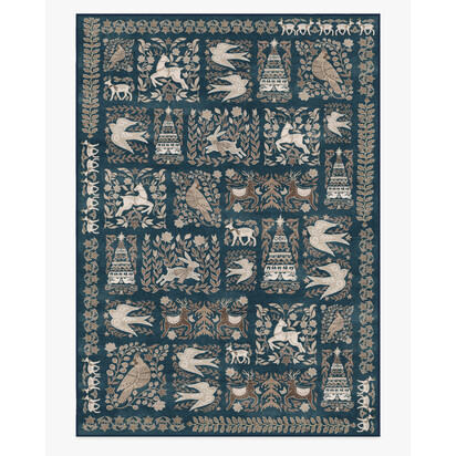 Merriweather Navy & Gold Flatwoven Rug - 305 x 425 cm - Rug + Pad System