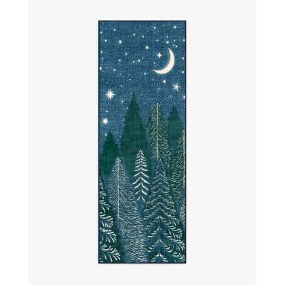 Midnight Grove Navy Flatwoven Rug - 75 x 215 cm - Rug + Pad System