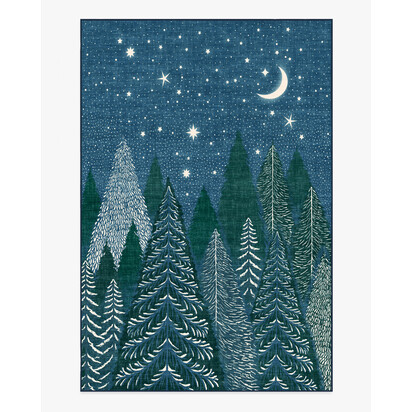 Midnight Grove Navy Flatwoven Rug - 200 x 290 cm - Rug + Cushioned Pad System