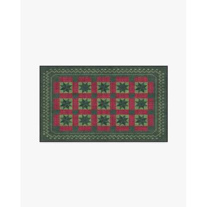 Starling Green & Red Flatwoven Rug - 90 x 150 cm - Rug + Pad System