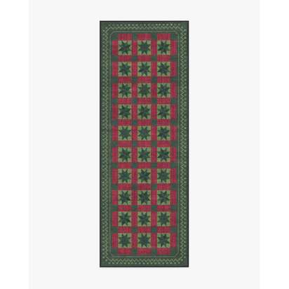 Starling Green & Red Flatwoven Rug - 75 x 215 cm - Rug + Cushioned Pad System