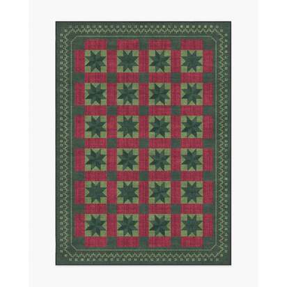 Starling Green & Red Flatwoven Rug - 150 x 215 cm - Rug + Cushioned Pad System