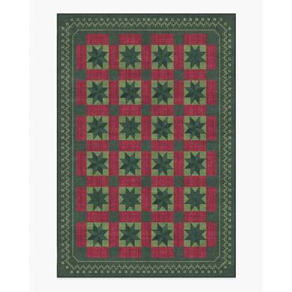 Starling Green & Red Flatwoven Rug - 200 x 290 cm - Rug + Cushioned Pad System