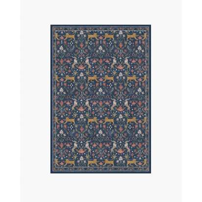 Wintermere Navy Multicolour Flatwoven Rug - 120 x 185 cm - Rug + Pad System