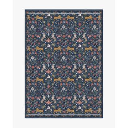 Wintermere Navy Multicolour Flatwoven Rug - 150 x 215 cm - Rug + Pad System