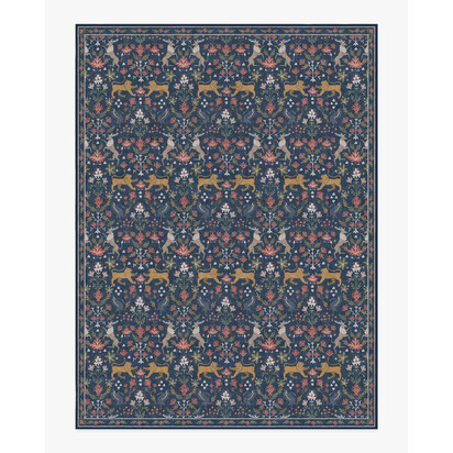 Wintermere Navy Multicolour Flatwoven Rug - 275 x 365 cm - Rug + Pad System