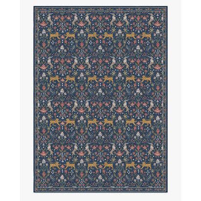 Wintermere Navy Multicolour Flatwoven Rug - 305 x 425 cm - Rug + Pad System