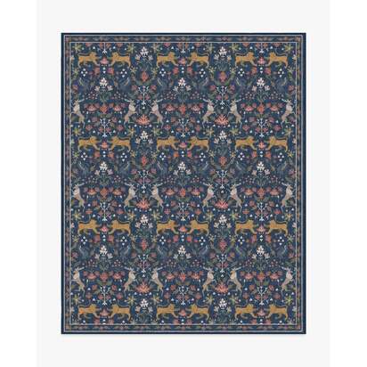 Wintermere Navy Multicolour Flatwoven Rug - 245 x 305 cm - Rug + Cushioned Pad System