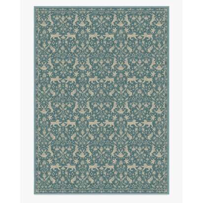 Wintermere Soft Teal Flatwoven Rug - 305 x 425 cm - Rug + Pad System