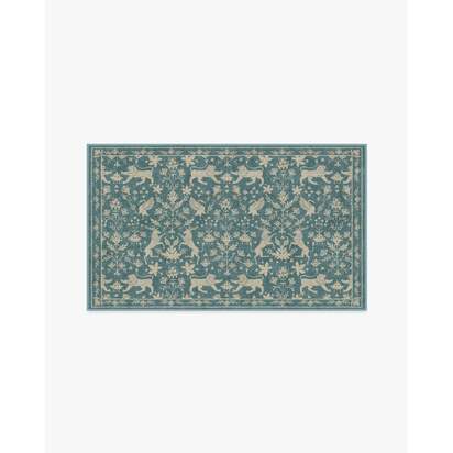 Wintermere Soft Teal Flatwoven Rug - 90 x 150 cm - Rug + Cushioned Pad System