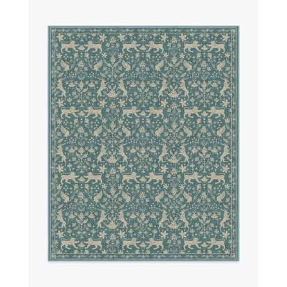 Wintermere Soft Teal Flatwoven Rug - 245 x 305 cm - Rug + Cushioned Pad System