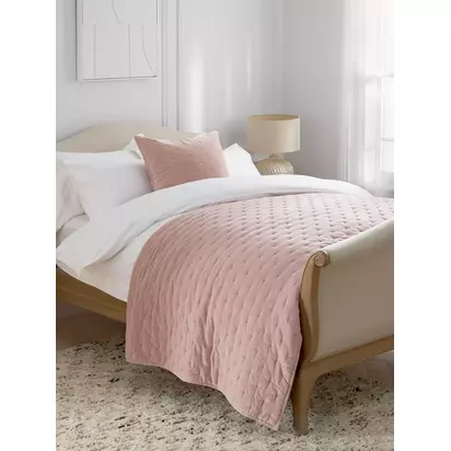 John Lewis Cotton Velvet Quilt Rosa | 220x220cm