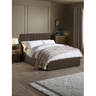 Aylen Chocolate Brown Velvet Upholstered 135cm Double Ottoman Storage Bed Frame