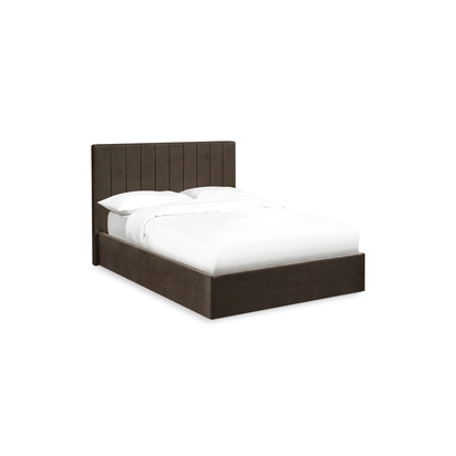 Aylen Chocolate Brown Velvet Upholstered 150cm King Size Ottoman Storage Bed Frame
