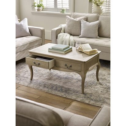 Camille French Style Rectangular Coffee Table - Limed Oak