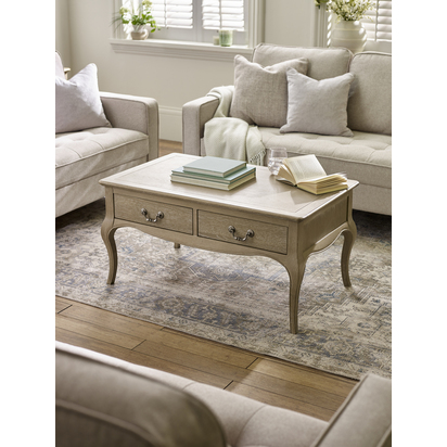 Camille French Style Rectangular Coffee Table - Limed Oak