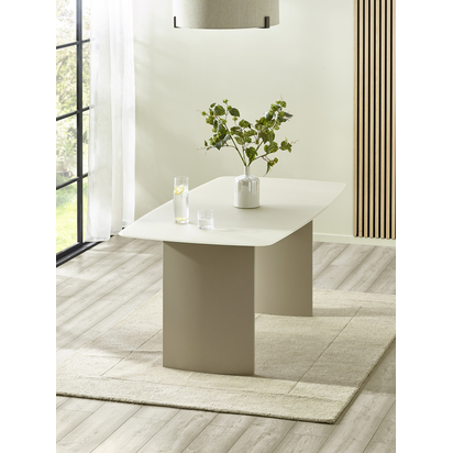 Element Rectangular Glass Table - Matt Cream