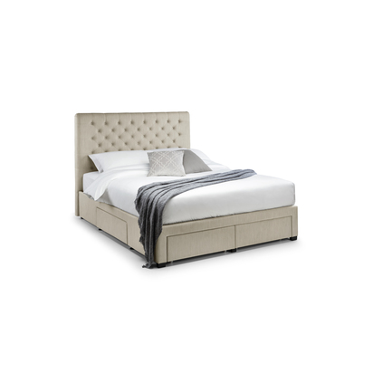 Wilton 4 Drawer 150cm King Bed - Oatmeal Beige Linen