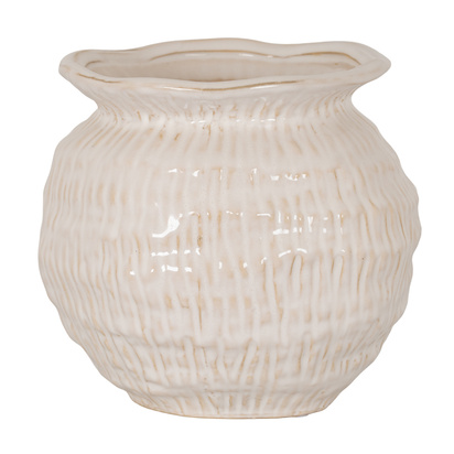 Wavy Rim Small Round Vase